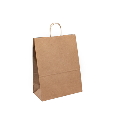 Oem Odm Gift Pack carrier Brown Kraft handle Paper Bags For Shopping
