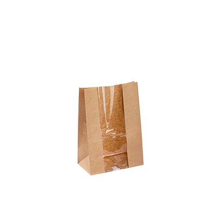 Brown Kraft Food Packaging Paper Bags With Window Customized OEM ODM