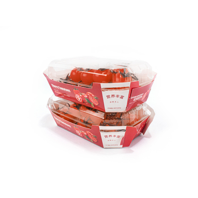 Fruit Berry Cardboard Food Boats , Paper Boat Tray With Plastic Lid