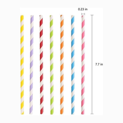 Rainbow Stripe Paper Drinking Straws Disposable Environmental Friendly