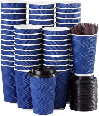 Insulated Compostable Coffee Cup Disposable Biodegradable With Pla Coating