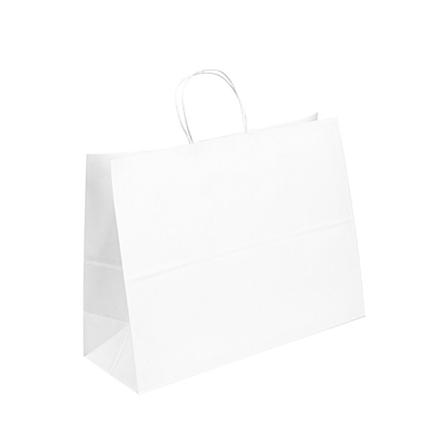 Reusable White Kraft Paper T Shirt Bags Flexo Printing With Handle