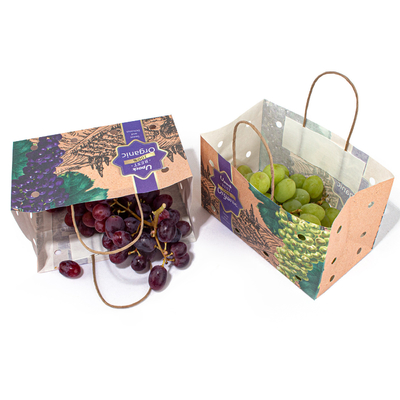 Recycled Takeaway Small Kraft Paper Bags With Handles Flexo Printing