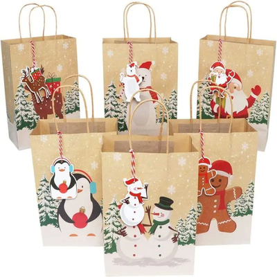 Uncoated Lining Kraft Paper Shopping Bags For Birthday / Christmas Celebrations