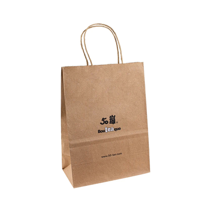 Eco Friendly Kraft Paper Packing Bags Strong Bottom Brown/White Customized Size